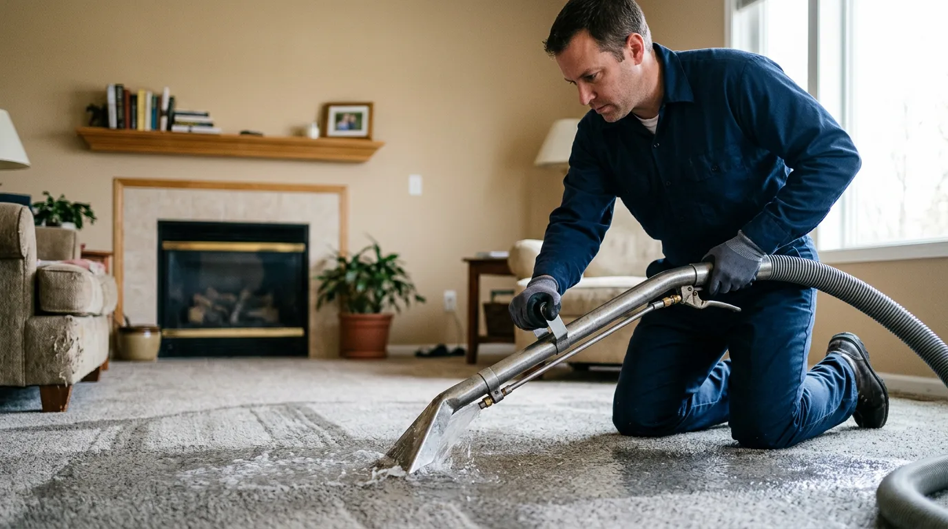 Water damage restoration technician working near Whitefield, OK